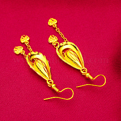 Серьги-подвески из сплава и латуни в форме капли с сердцем FS-WGF4F4A-01