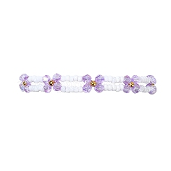 Braccialetti da donna con perline intrecciate regolabili con fiori di vetro intrecciato&nbsp;BJEW-MZ00100