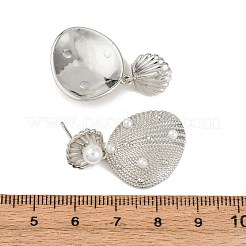 Серьги-гвоздики в форме ракушки из латуни EJEW-H165-01A-P