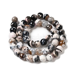 Нити окрашенных и нагретых натуральных агатовых бус с огненным кракелюром&nbsp;G-P539-C01-02