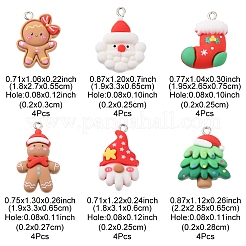 24шт 6 стиля рождественские подвески из непрозрачной смолы RESI-FS0001-44