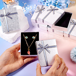 Прямоугольные бумажные коробки для хранения ювелирных наборов с бантом CON-TAC0014-04G