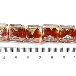 Бусины ручной работы из золотой и серебряной фольги в технике лэмпворк&nbsp;FOIL-C001-01B-02