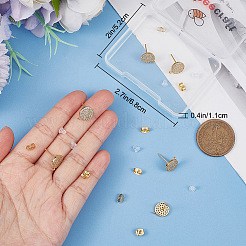 4 пара латунных плоских круглых сережек-гвоздиков с микропаве из кубического циркония ZIRC-BBC0001-96