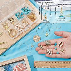 Набор для самостоятельного изготовления сережек-подвесок из синтетической бирюзы и натуральных ракушек на морскую тематику&nbsp;DIY-SC0025-79
