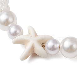 Регулируемые браслеты из натуральной ракушки каури и АБС-пластика с жемчужными бусинами для женщин BJEW-JB11870