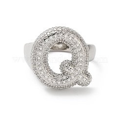 Bague en laiton avec lettres micro pavées&nbsp;RJEW-N046-03Q-P