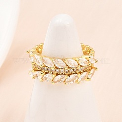 Манжеты из латуни с микро паве кубический цирконий для женщин RJEW-Z113-49G