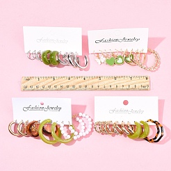 5 комплект из 5-х цветных комплектов серег-колец из сплава EJEW-FS0001-23A