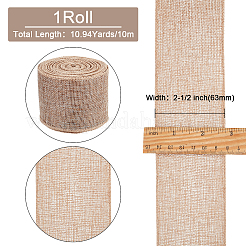 ポリエステル模造黄麻布リボン  なし模様  フラット  淡い茶色  2-1/2インチ（63mm）  約10.94ヤード（10m）/ロール&nbsp;SRIB-WH0017-03A