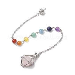 3 pièce 3 styles 304 chaîne en acier inoxydable pochette en macramé support de pierre vide pendules de radiesthésie&nbsp;HJEW-JM02327