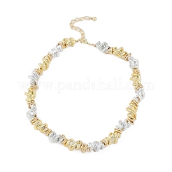Collane di perline irregolari in lega bicolore da donna&nbsp;NJEW-Z043-01PG-02