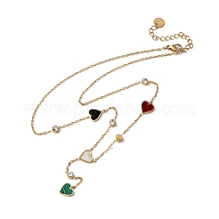 Женские ожерелья с подвеской в виде сердца из нержавеющей стали 304 с кристаллами&nbsp;NJEW-F346-03G