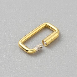スターリングシルバーのロッキングカラビナ925個  キーホルダークラスプ  長方形  ゴールドカラー  13.5x7.5x1.5mm  内径：10.5x4mm&nbsp;STER-WH0005-24
