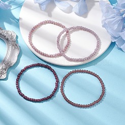 4個 4スタイル ガラスシードビーズ ストレッチブレスレットセット  女性用ガラスビーズスタッキングブレスレット  パープル  内径：2~2-3/8インチ（5.2~5.9cm）  1個/スタイル&nbsp;BJEW-JB10606