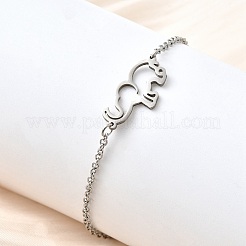 201 браслет из нержавеющей стали в форме слона&nbsp;BJEW-B128-02P