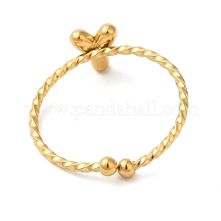 304ステンレススチールオープンカフリング  女性のためのジュエリー  18KGP本金メッキ  文字y  内径：19mm  文字：1mm&nbsp;RJEW-K261-02G-Y