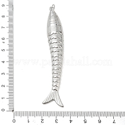 304ステンレススチール製ビッグペンダント  魚のチャーム  長持ちメッキ  ステンレス鋼色  82x12.5x9.5mm  穴：4.5mm&nbsp;SA-CBA4D1F-08P-B