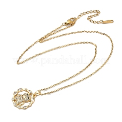 Латунное микропаве прозрачное кубическое циркониевое кольцо с подвесками в виде медведя ожерелья NJEW-K280-03B-G