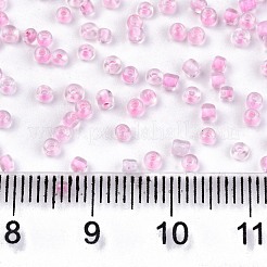 8/0 ガラスシードビーズ  透明インサイドカラー  丸い穴  ラウンド  パールピンク  8/0  3~4x2~3mm  穴：0.8mm  約15000個/袋&nbsp;SEED-A014-3mm-137