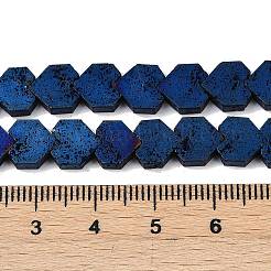 Fili di perle di roccia lavica naturale elettrodeposta&nbsp;G-K388-04B-06