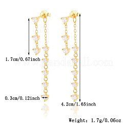 S925 серьги-гвоздики с кисточками из стерлингового серебра с прозрачным кубическим цирконием FD9909-1