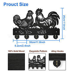 Настенные вешалки из дерева и железа&nbsp;HJEW-WH0055-098