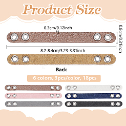 18 Stück 6-farbige Kunstleder-Taschengurte mit silberfarbenen Metallösen für Taschenaccessoires&nbsp;DIY-NB0016-35