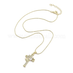 Ожерелья с подвесками из латуни с прозрачным кубическим цирконием NJEW-B101-07G-02
