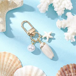 Подвеска в виде спиральной ракушки и синтетической бирюзы в виде морской звезды&nbsp;HJEW-JM03171