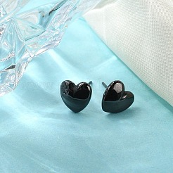 Orecchini a bottone con cuore in ceramica ipoallergenica in bioceramica con zirconi&nbsp;EJEW-C065-02D