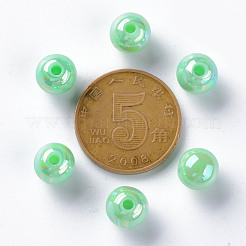 不透明なアクリルビーズ  ABカラーメッキ  ラウンド  アクアマリン  8x7mm  穴：2mm  約1745個/500g&nbsp;MACR-S370-D8mm-A05