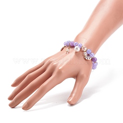 Pulsera elástica con cuentas de jade amarillo natural y cuarzo craquelado sintético&nbsp;BJEW-JB08527