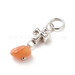 7 pièces 7 styles pendentifs en alliage de copeaux de pierre mélangés naturels et synthétiques de chakra&nbsp;PALLOY-JF01778-03