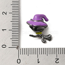 ハロウィーン真鍮エナメルヨーロピアンビーズ  大穴ビーズ  魔女  ガンメタ色  16x14.5x10.5mm  穴：4.5mm&nbsp;KK-A203-04A-B