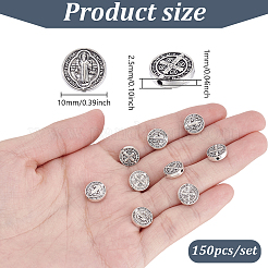 150 шт. плоские круглые бусины из сплава в тибетском стиле&nbsp;TIBEB-GA0001-05AS