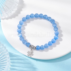 Браслеты с подвесками из кошачьего глаза BJEW-JB12464