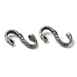 チベットスタイルの304ステンレス鋼S字型スネーククラスプ  S字フックの留め金  アンティークシルバー  27x14x4mm  穴：3x1mm&nbsp;STAS-K250-06