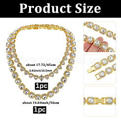 2 шт. 2 стиля цинковый сплав паве квадрат/сердце прозрачное стекло теннисные ожерелья для женщин&nbsp;NJEW-SP0001-08G