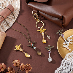 12 шт. 3-цветная кофейная чайная ложка из сплава и подвески в виде пчелы&nbsp;PALLOY-GA00013