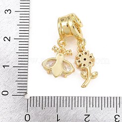 Pendenti in ottone con pavé di zirconi cubici trasparenti e rosa intenso&nbsp;KK-H268-13B-G