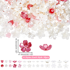 140色の樹脂ビーズキャップ14個  花  ミックスカラー  11~25x10~26mm  10個/スタイル&nbsp;RESI-AR0001-56