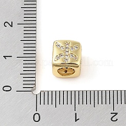 Micropave de latón transparente circonio cúbico cuentas europeas&nbsp;LS-KK-K368-01G-12
