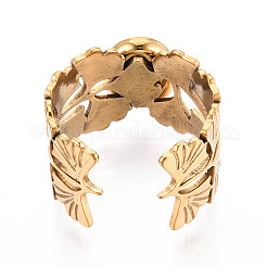 Открытые манжетные кольца из нержавеющей стали 304 RJEW-Z078-21G