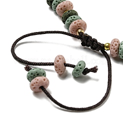 Braccialetti con perline intrecciate a rondelle di roccia lavica naturale tinta&nbsp;BJEW-Z026-01B