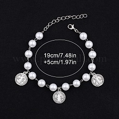 Винтажный плоский круглый браслет из нержавеющей стали с подвесками в виде святого Бенедикта RY1867