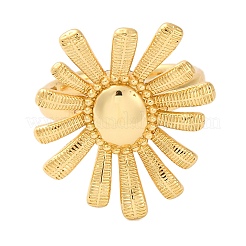 Стойки покрытие цветок латунь открытые манжеты кольца для женщин RJEW-S242-11G