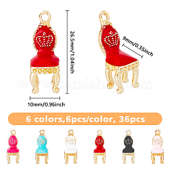 36 шт. 6-х цветные подвески из сплава и эмали в придворном стиле&nbsp;ENAM-HY0001-18