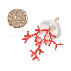 Большие подвески из стеклянных бусин и ракушек&nbsp;PALLOY-MZ01152-01