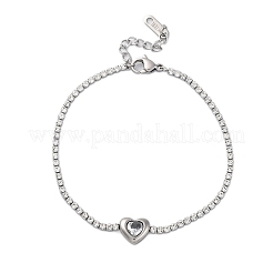 Браслеты-цепочки из нержавеющей стали 304 с кубическим цирконием для женщин&nbsp;NJEW-Z067-01P-02